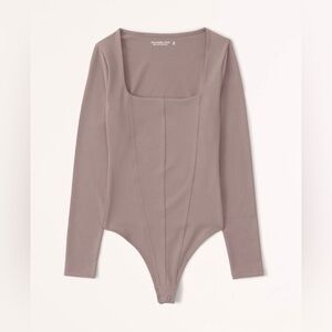 Abercrombie & Fitch Long-Sleeve Cotton-Modal Squareneck Corset Bodysuit Size XL